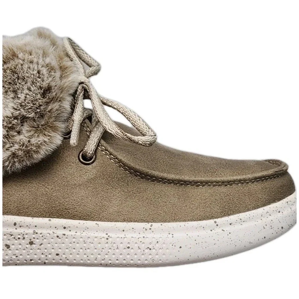Bobs Shoe Skipper Hang Glider Boot Wide Fit Women Sz 7 Taupe Foam Fur 113443W